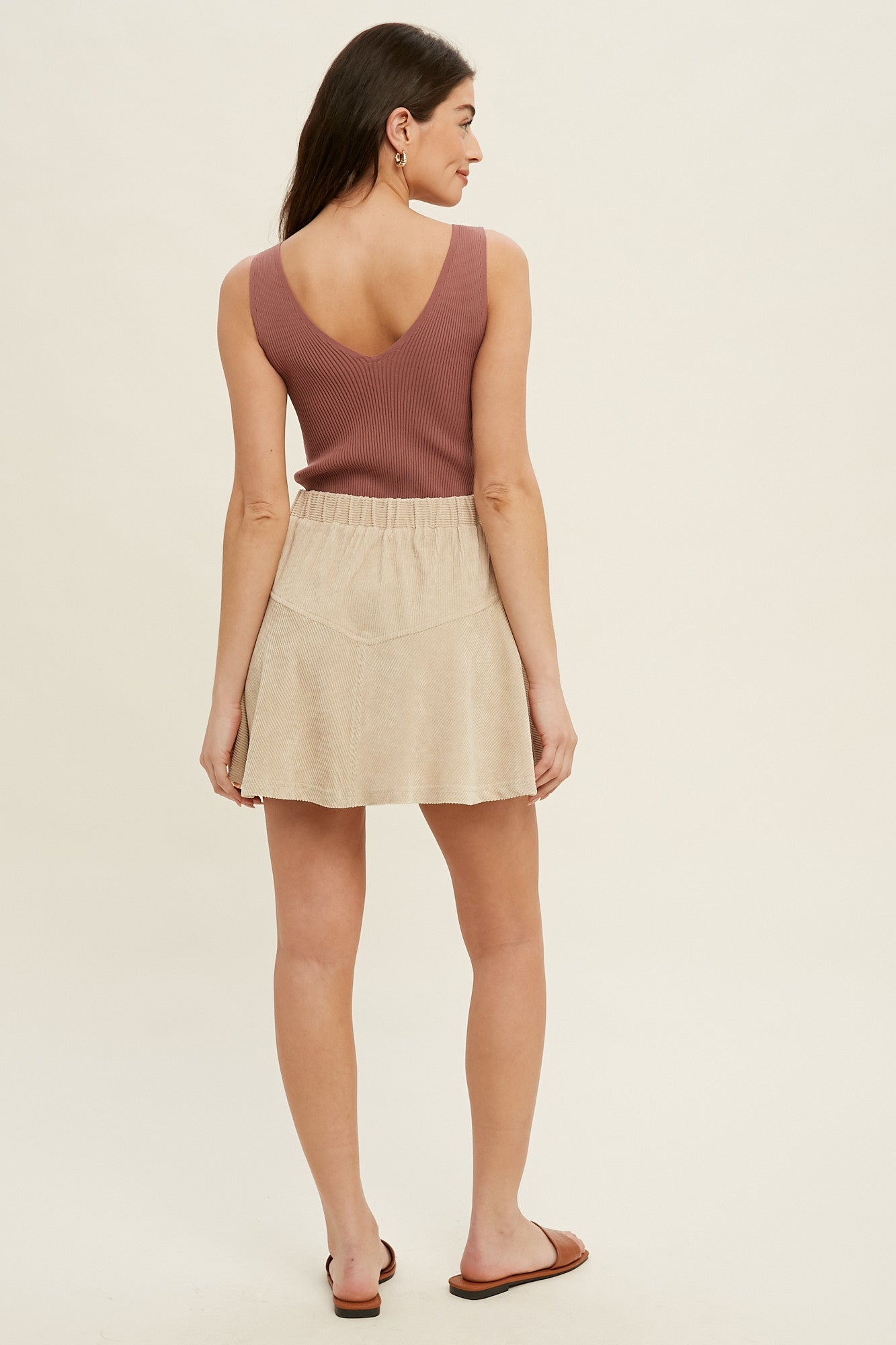 RED CLAY RIBBED KNIT SLEEVELESS BODYSUIT