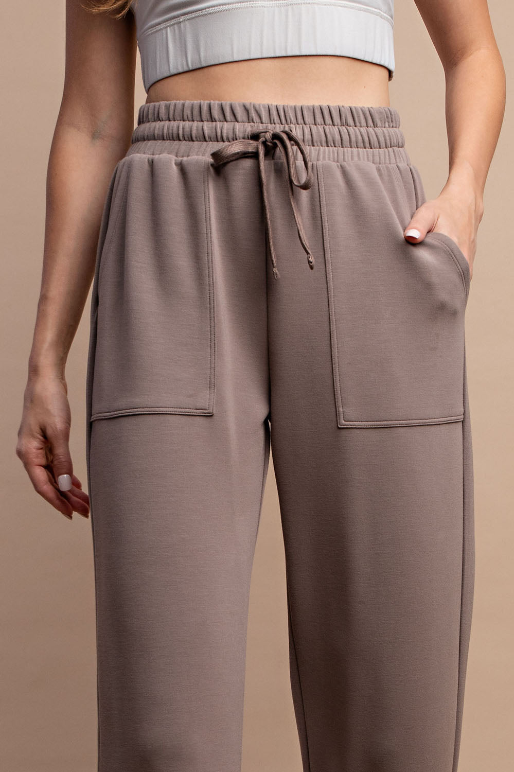 MODAL POLY SPAN STRAIGHT LOUNGE PANTS WITH POCKETS