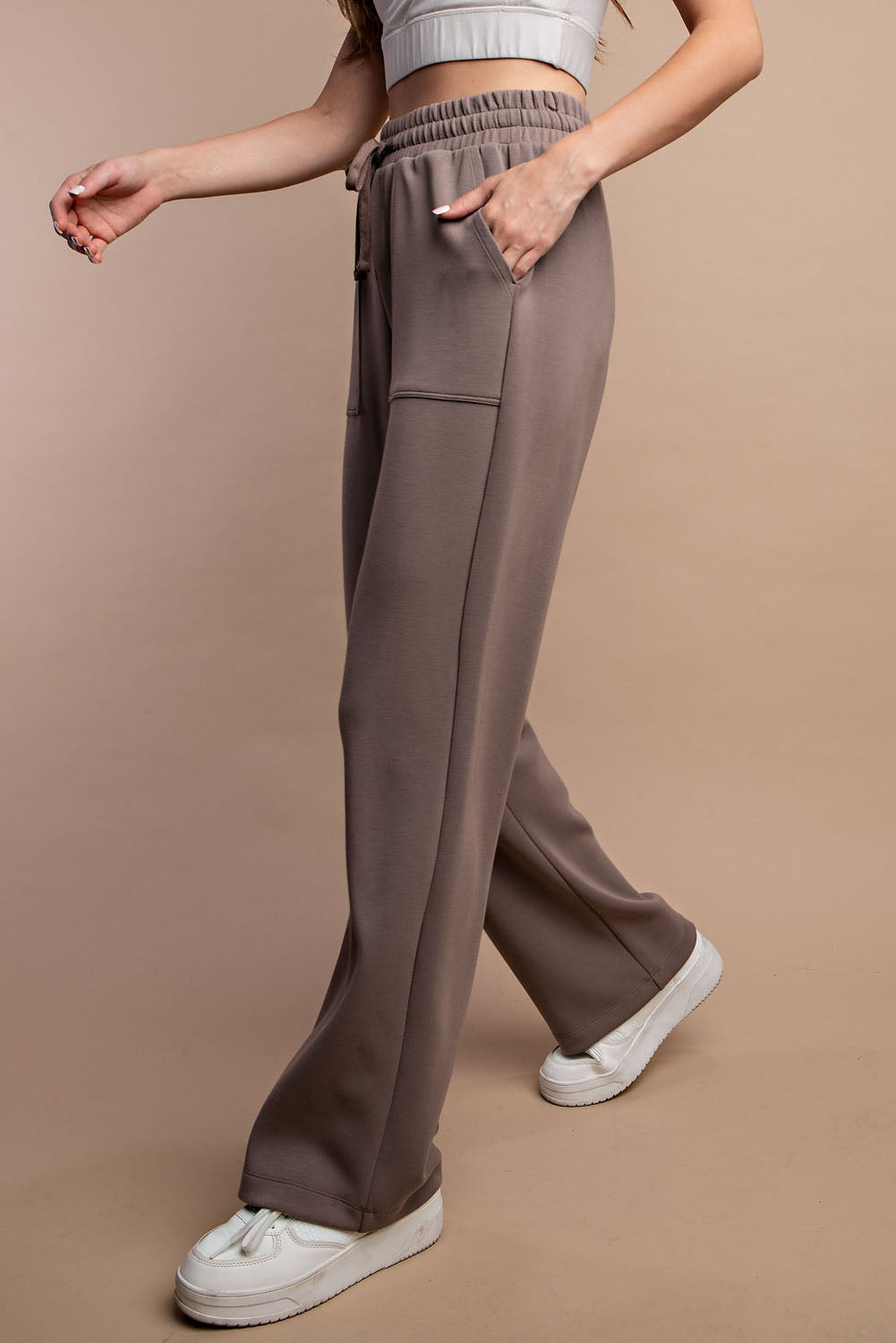 MODAL POLY SPAN STRAIGHT LOUNGE PANTS WITH POCKETS