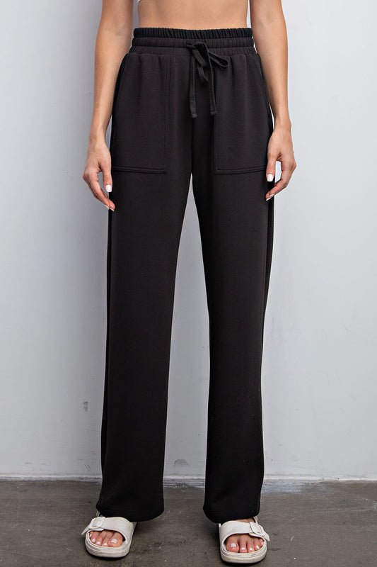 MODAL POLY SPAN STRAIGHT LOUNGE PANTS WITH POCKETS