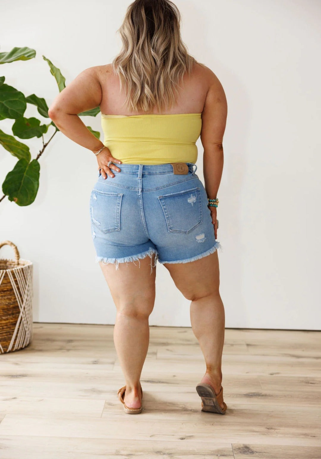 Still Bejeweled Light Wash Shorts