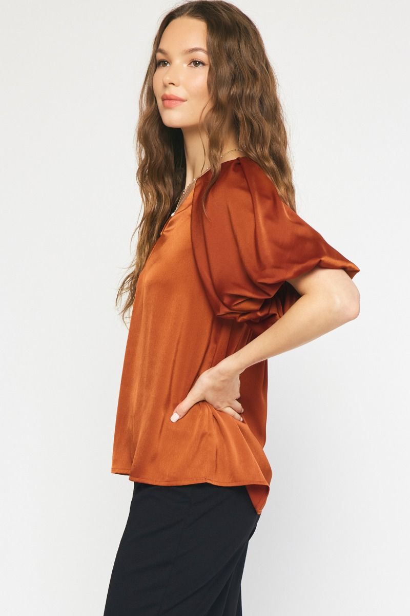 Copper Puff Sleeve Top