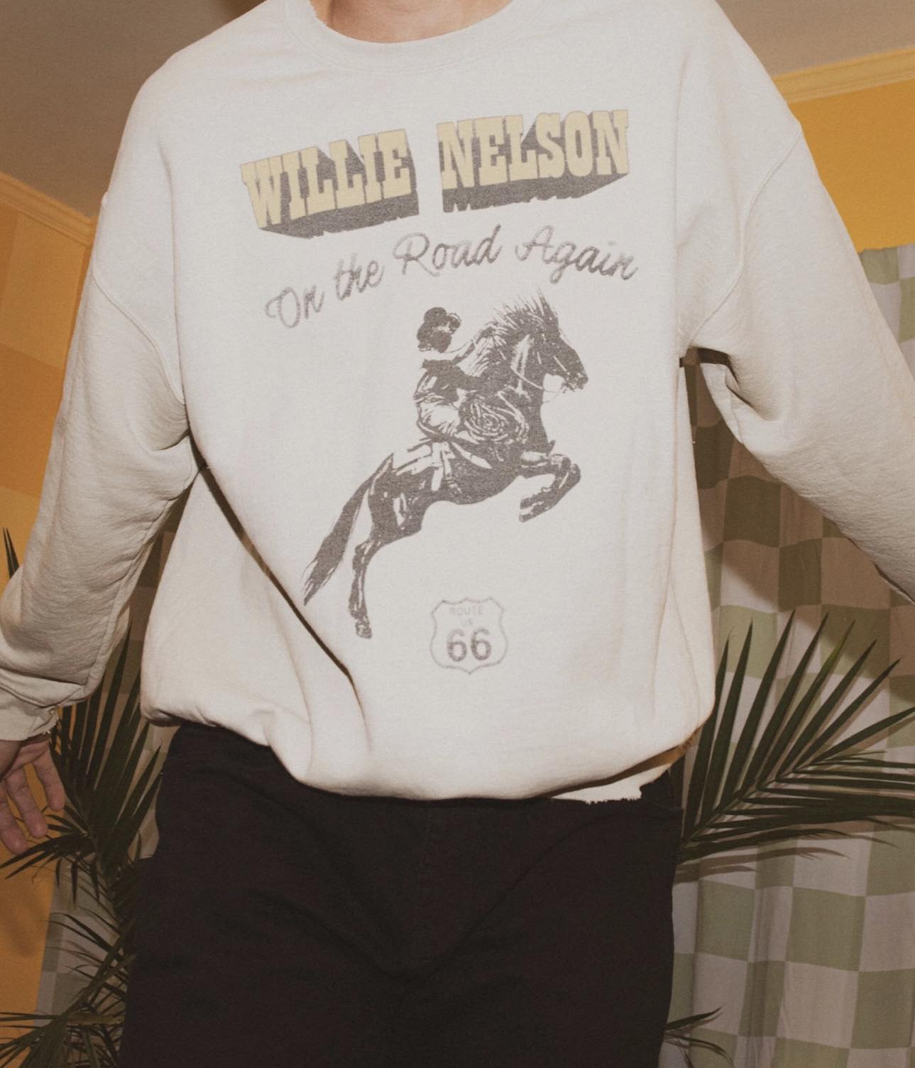 WILLIE NELSON ROUTE 66 THRIFTED SWEATSHIRT