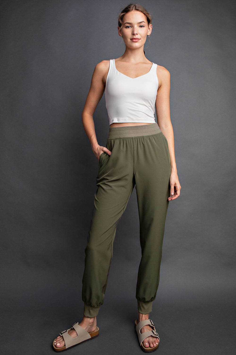 OXFORD ST WOVEN DANCE STUDIO MID RISE JOGGER PANTS