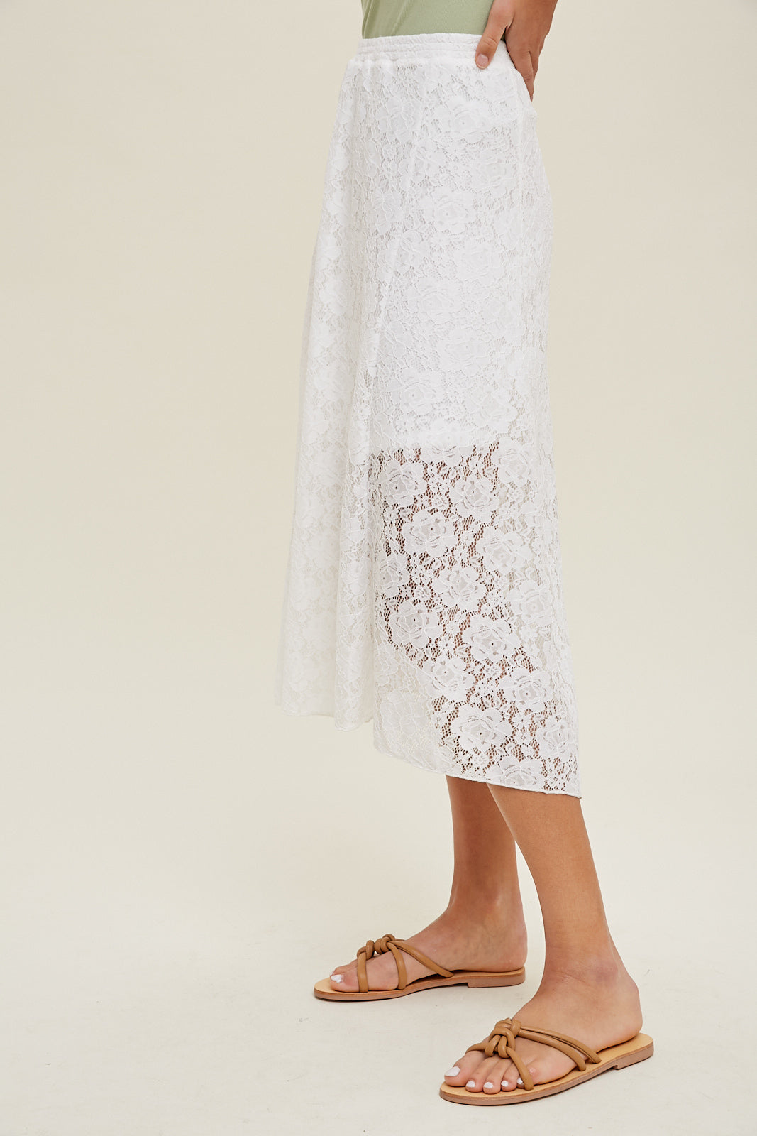 FLORAL LACE MIDI SKIRT