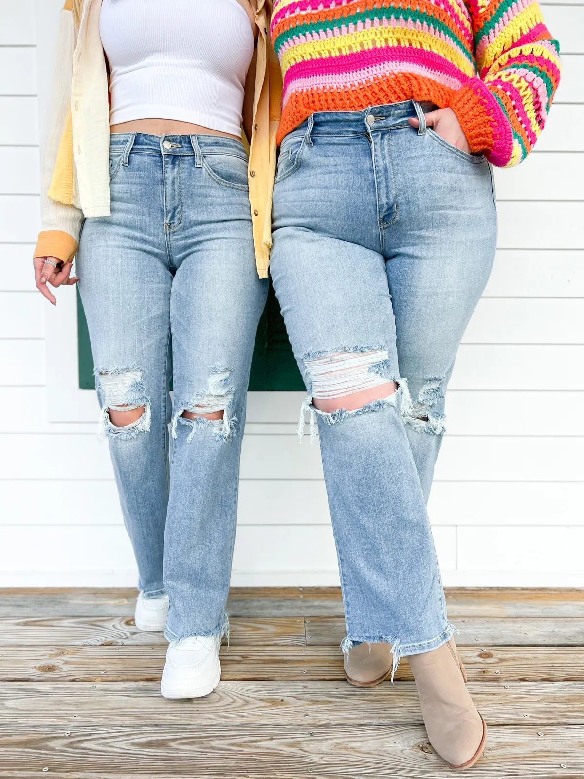 Judy Blue Wonderwall High Rise 90s Destroyed Knee Straight Leg Jeans