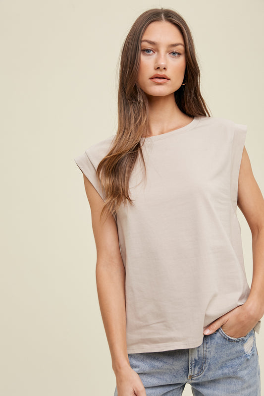 SHELL MUSCLE TEE WITH SIDE SLITS