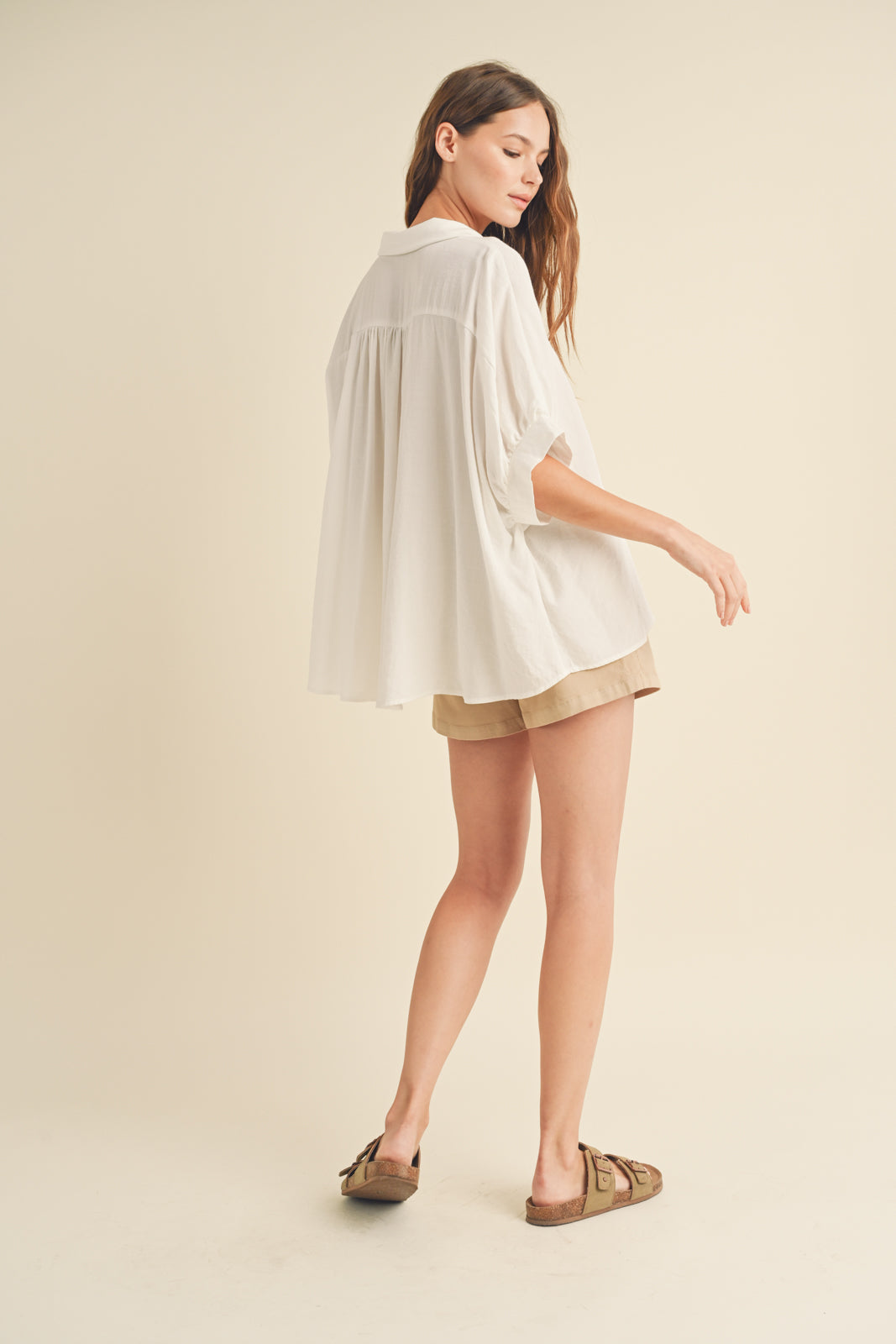 Oversized White Boxy Button-Up Blouse