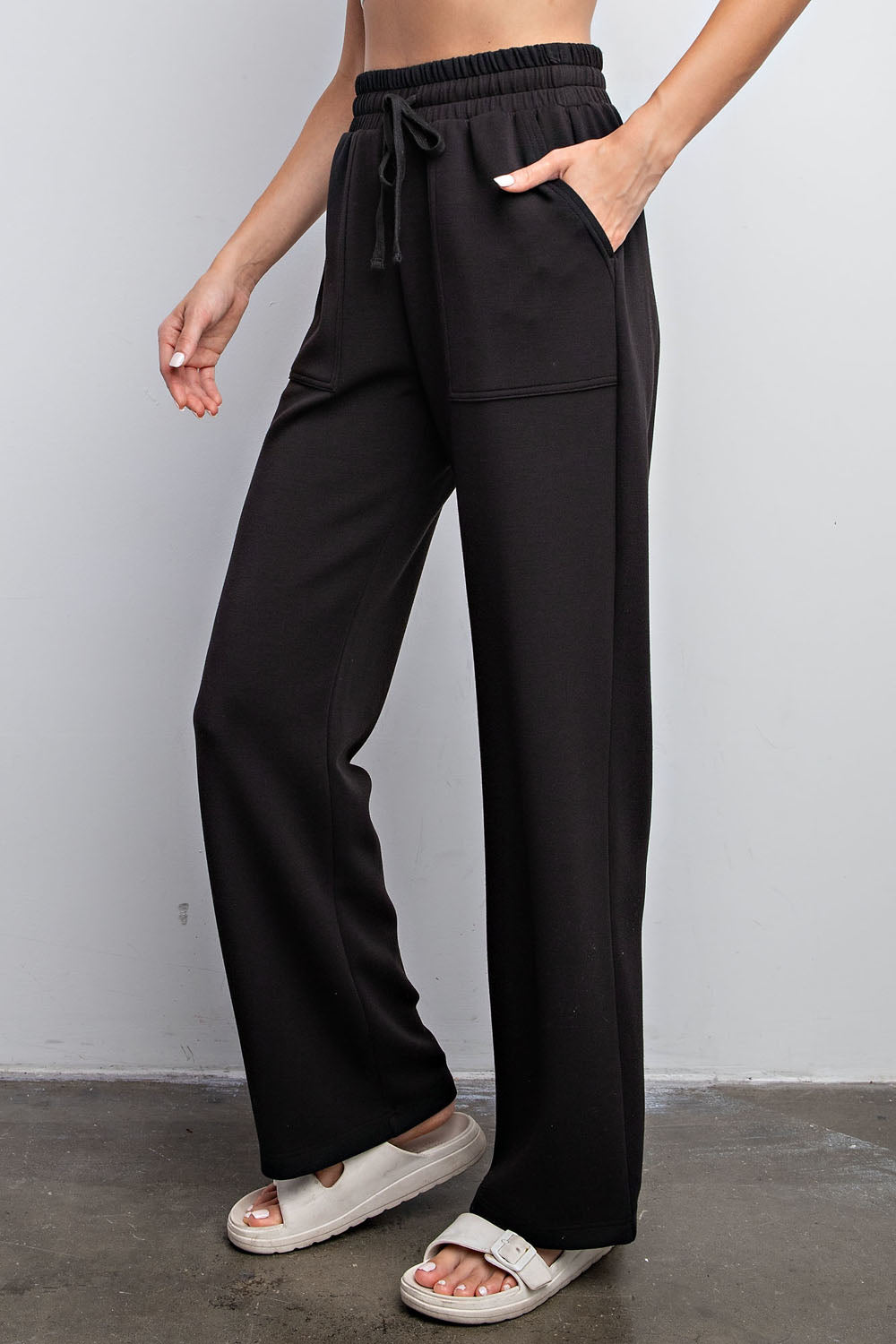 MODAL POLY SPAN STRAIGHT LOUNGE PANTS WITH POCKETS