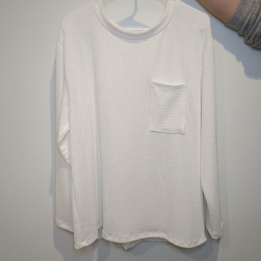 Ribbed round neck long sleeve top