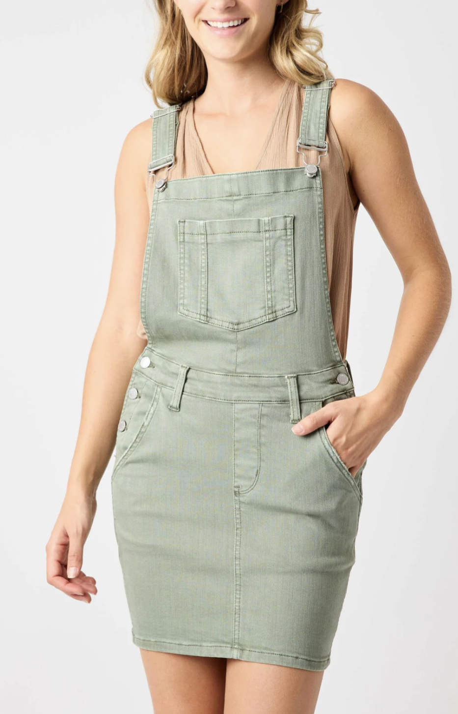 Judy Blue High Waist Skirt Overall Dress - Sage